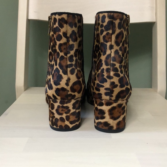 Ann Taylor Ankle Boots Fur Leather Leopard Print Booties Size 7.5 NEW - Picture 5 of 10